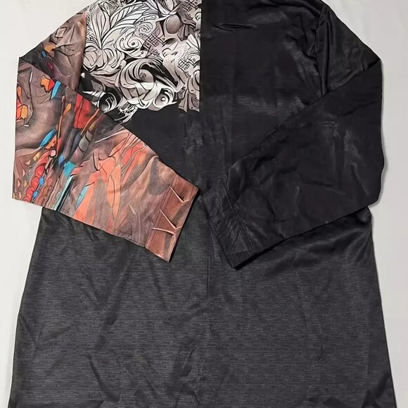 Men's Plus Size Vintage Ethnic Print Long Sleeve Button-Down Casual Shirt XXL - Picture 5 of 6